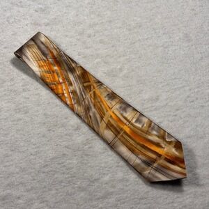 J. Garcia Silk Abstract Pattern Tie Tan Gold Gray Designer Necktie